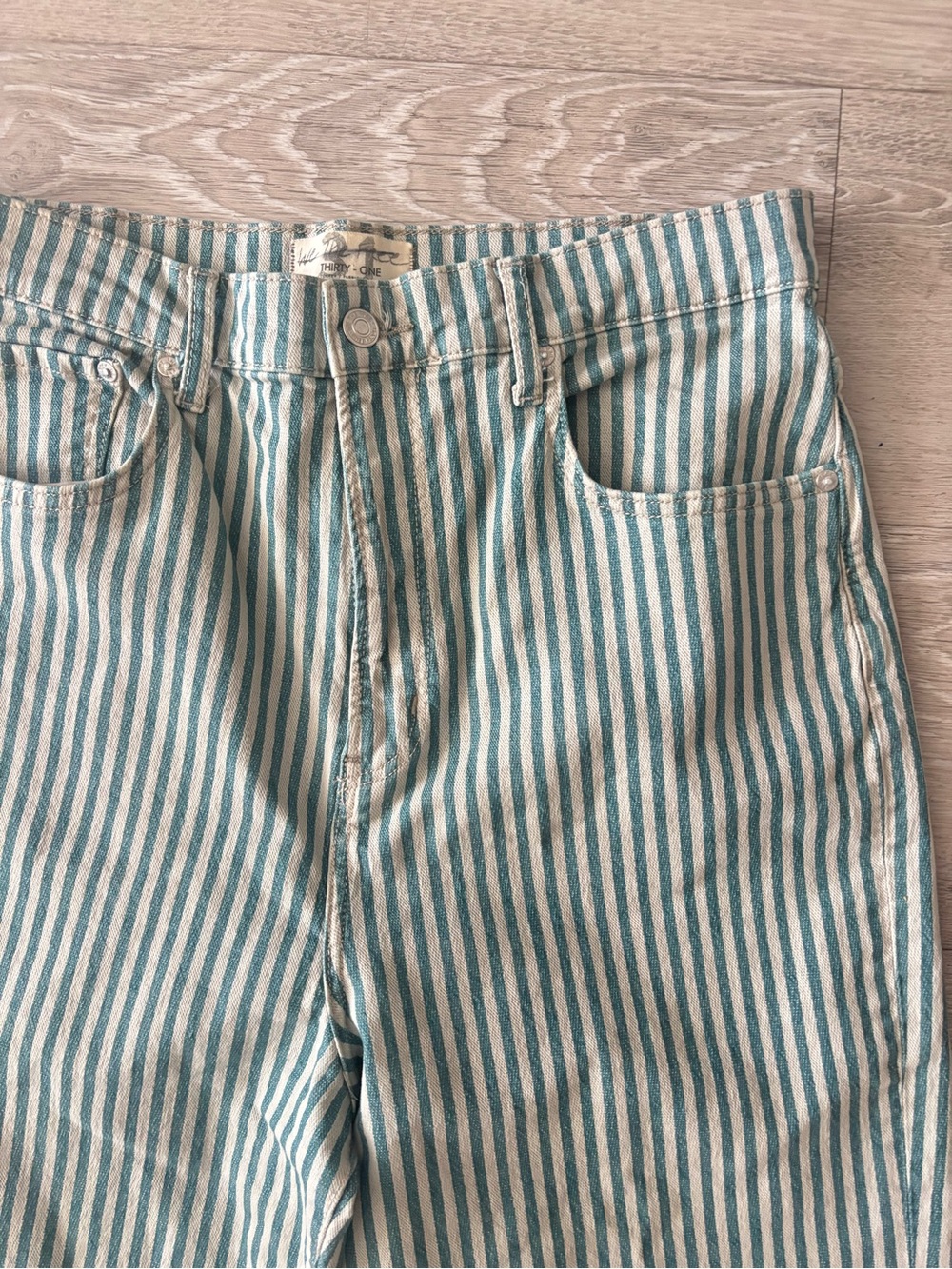 Free People Astoria Wide Leg Jeans in Peppermint Stripe - Picture 7 of 9